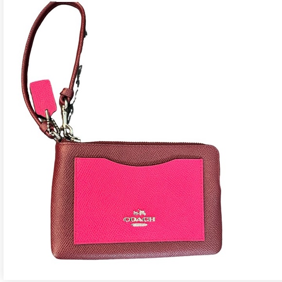 NWOT COACH - Pink and Maroon Wristlet - Picture 1 of 7